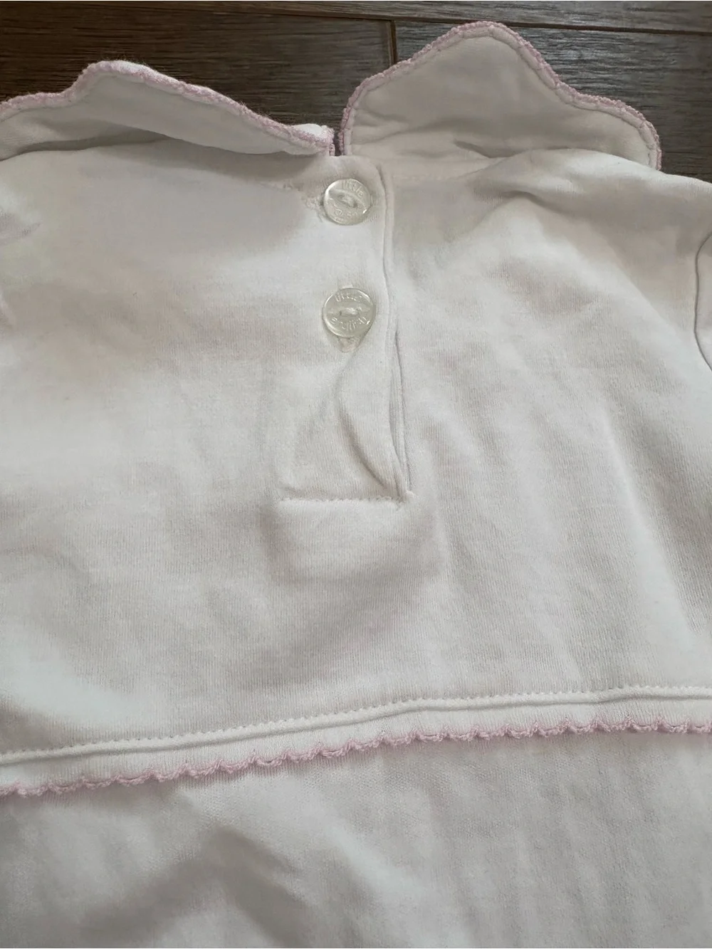 Little English 3M White Pink Bow Pima Cotton Romper